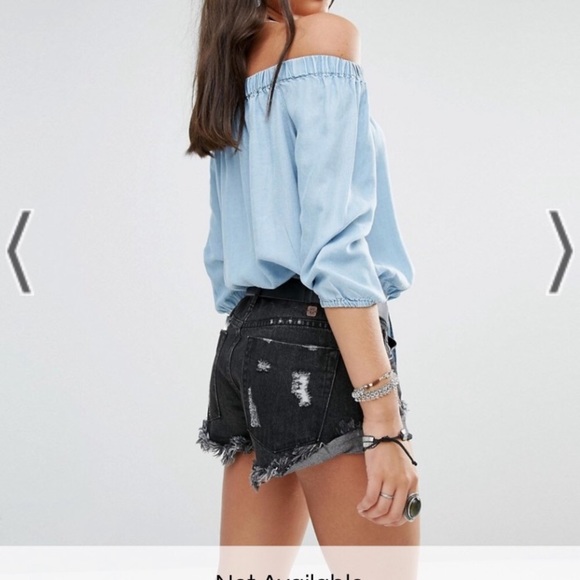 ASOS River Island Tie Front Off the Shoulder Top - Picture 2 of 8